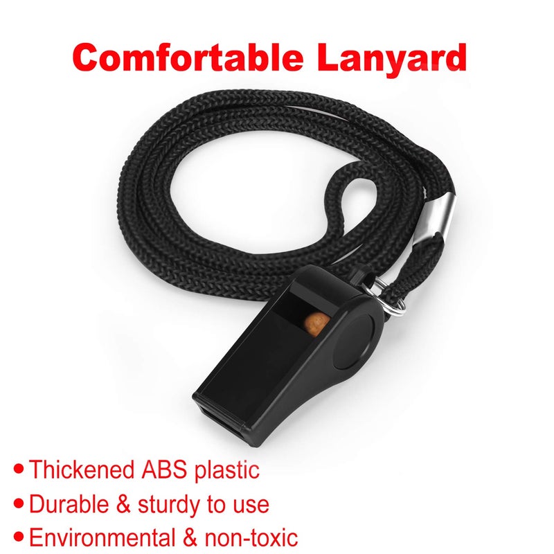 Fya Whistle, Plastic Whistle with Lanyard, Loud Clear Black Whistles Bulk Great for Coaches, Referees, and Officials - Image 3